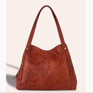 American Leather Company Liberty Shopper  Brandy Tooled Purse